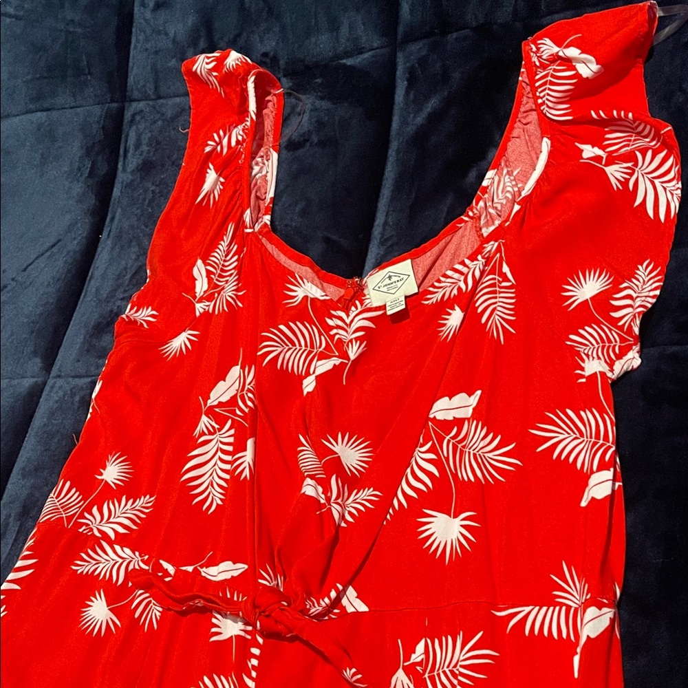 St. John's Bay Red Leaf Print Jumpsuit - Picture 4 of 10